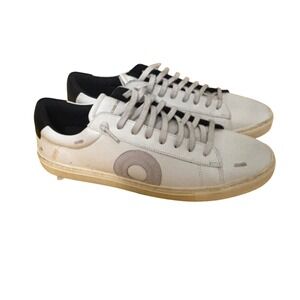Oliver Cabell Mens Low 1 Distressed White Black Leather Sneakers Size 12 EU 45